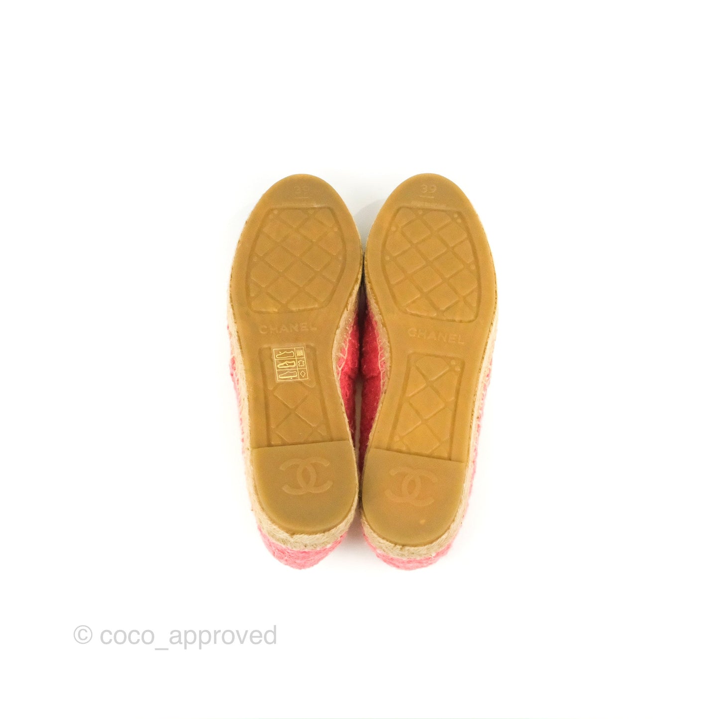 Chanel Espadrille Black Pink Tweed Size 39
