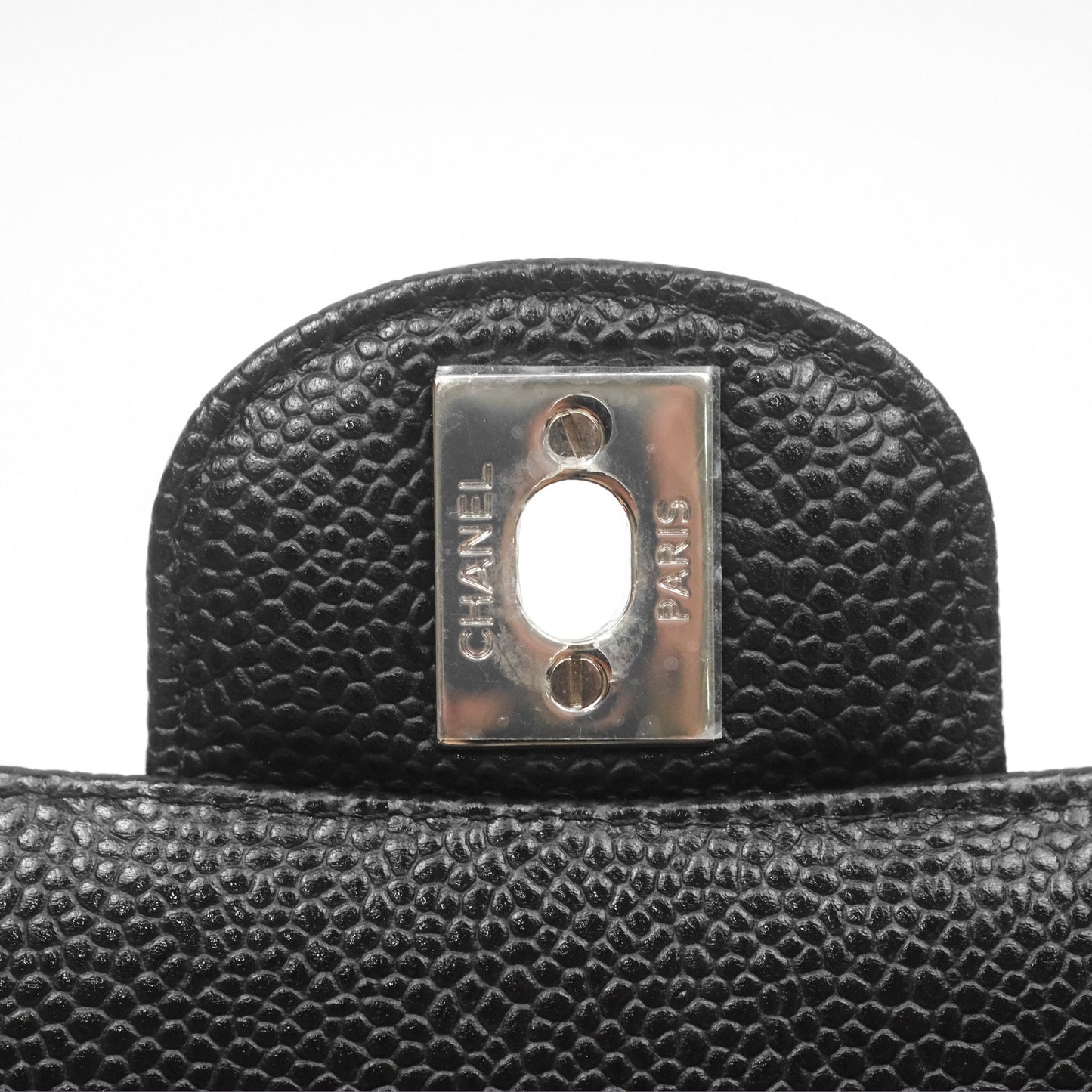 Chanel Classic M/L Medium Flap Quilted Black Caviar Silver Hardware
