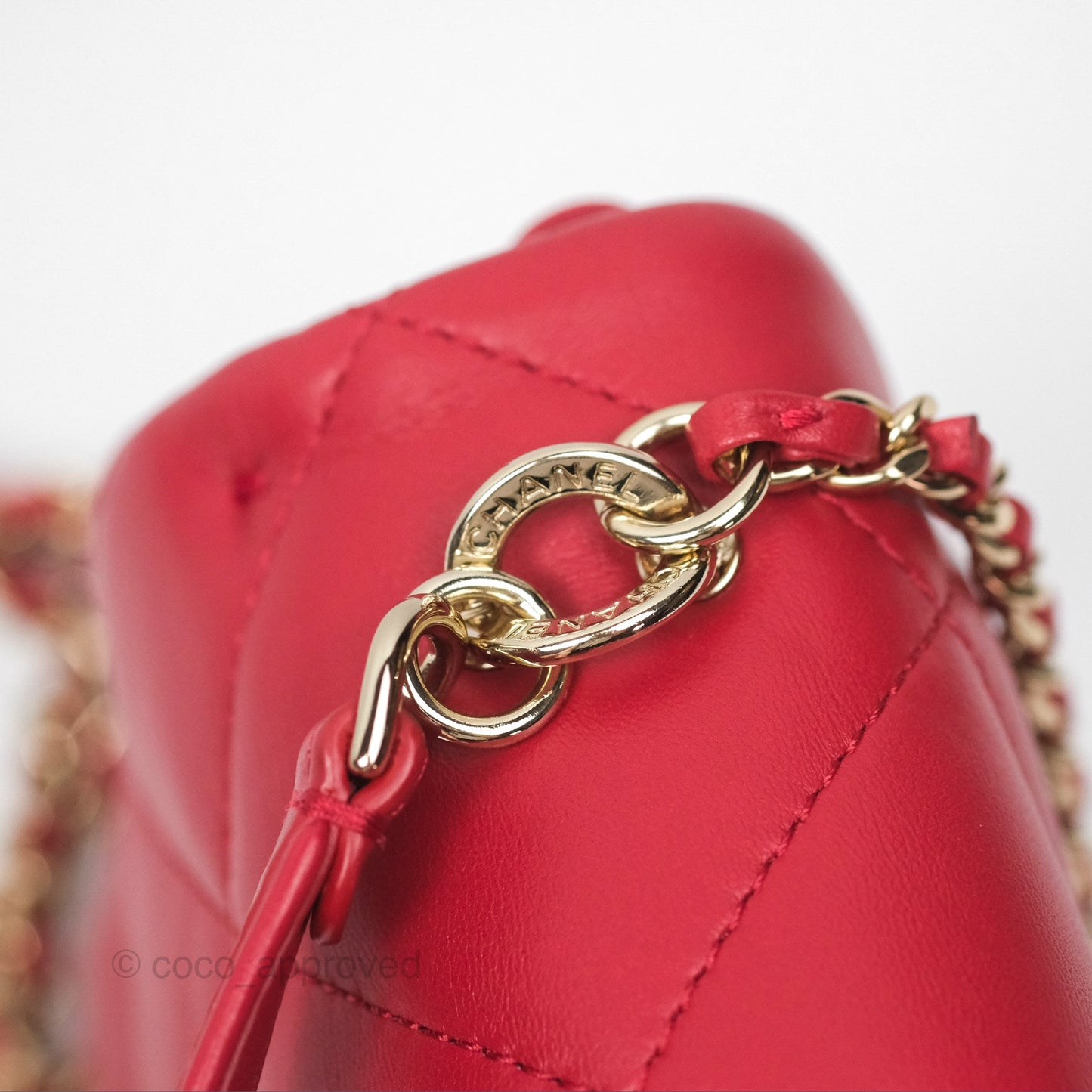 Chanel Easy Carry Flap Bag With Handle Red Lambskin Gold Hardware