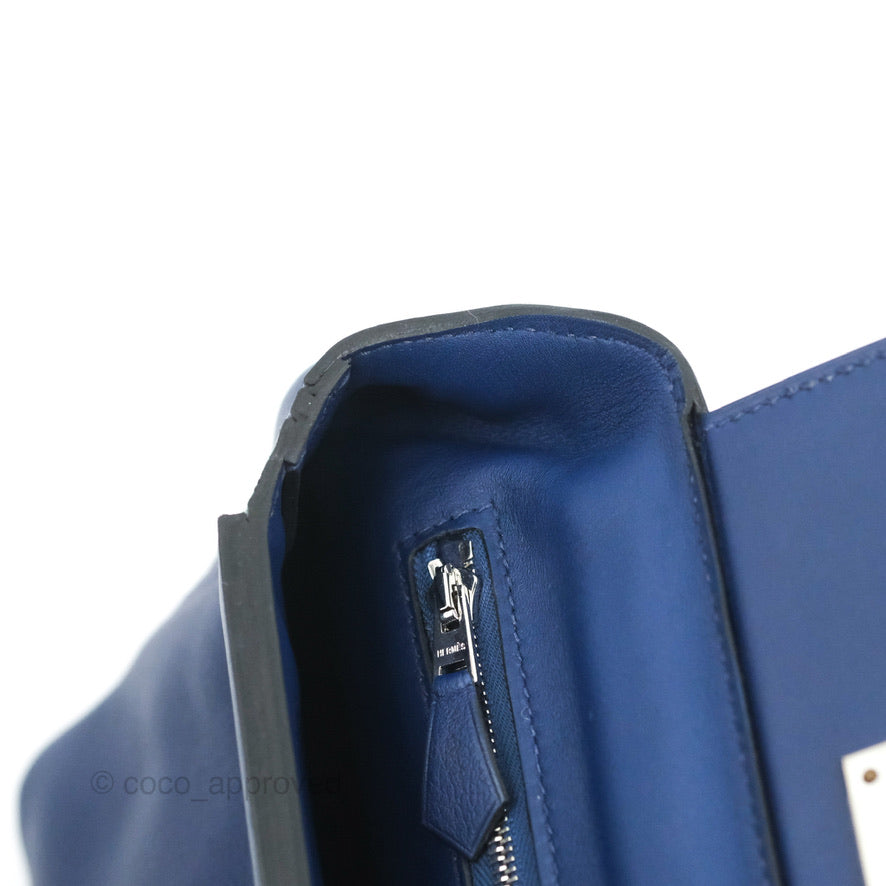 Hermès 24/24 21 Mini Bleu Saphir Evercolor/Swift Palladium Hardware
