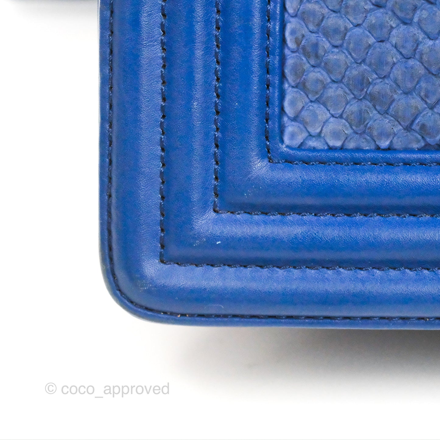 Chanel Medium Boy Blue Python Matte Silver Hardware