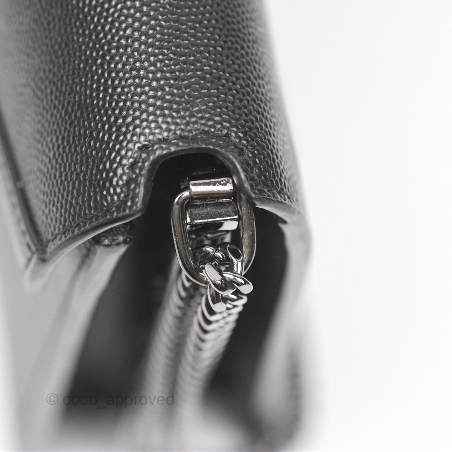 Saint Laurent Cassandra in Grain De Poudre Embossed Leather Black