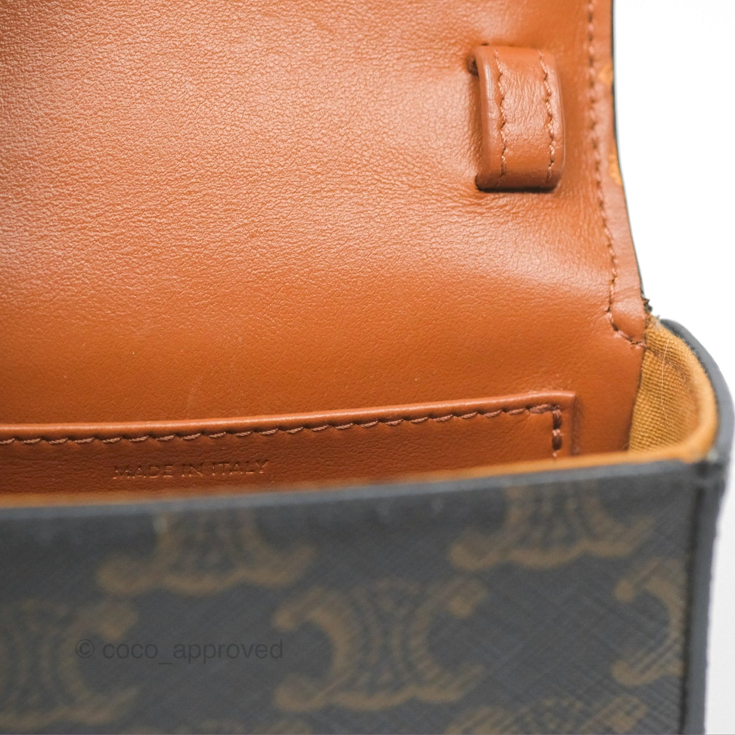 Celine Mini Triomphe Tan Canvas Calfskin