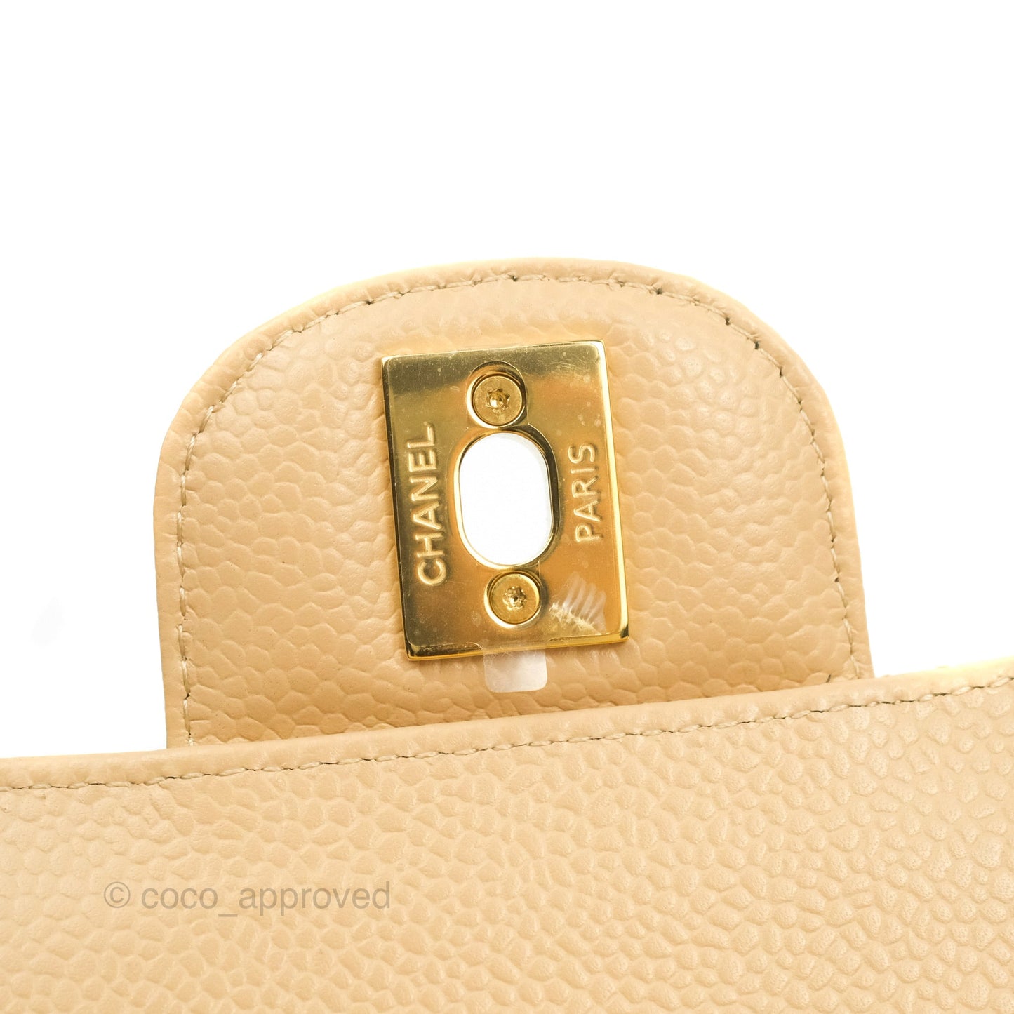 Chanel Classic Small S/M Quilted Flap Beige Caviar Gold Hardware