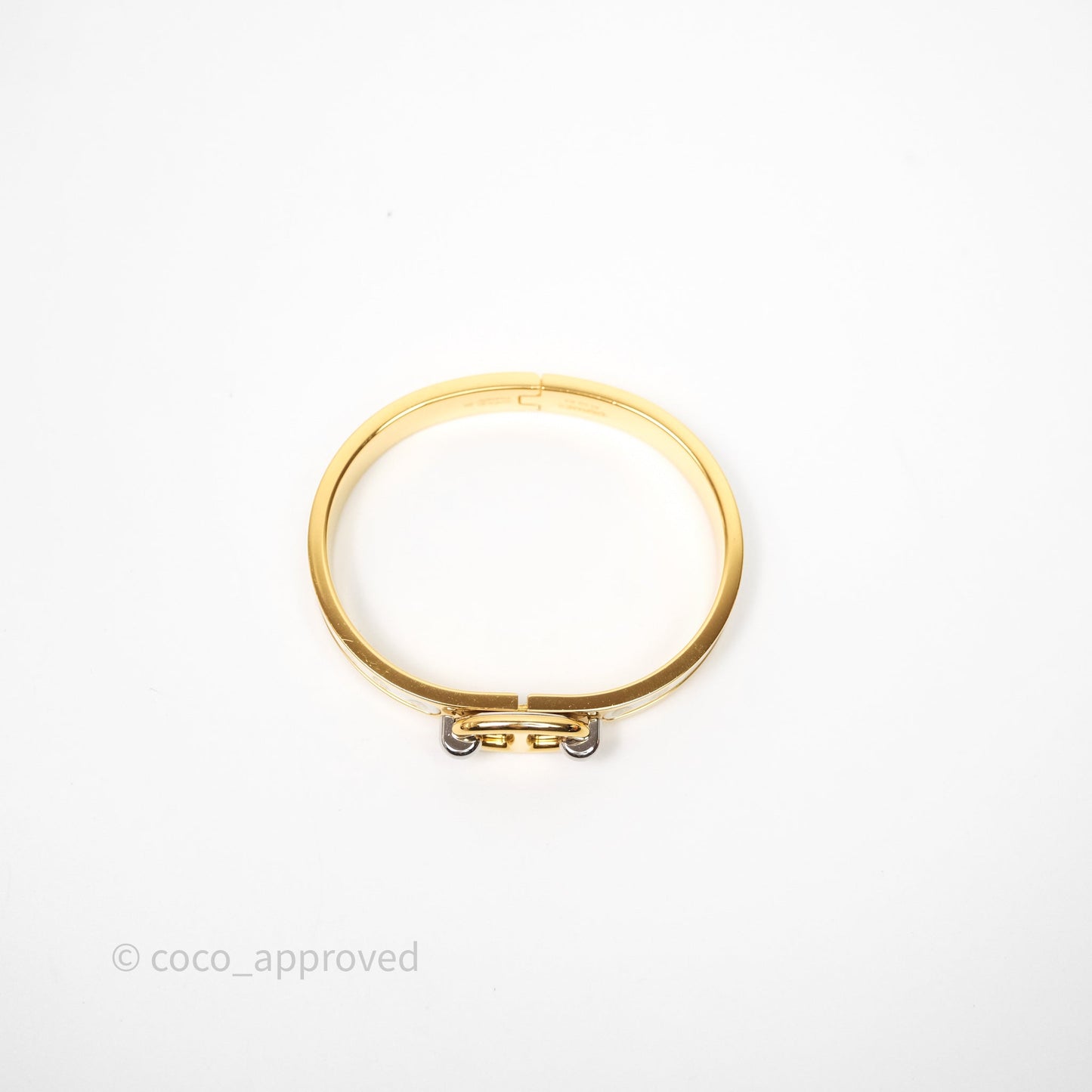 Hermes Mini Clic Chaîne d'Ancre Maillon Bracelet Orfèvre Jaune Or / Blanc
