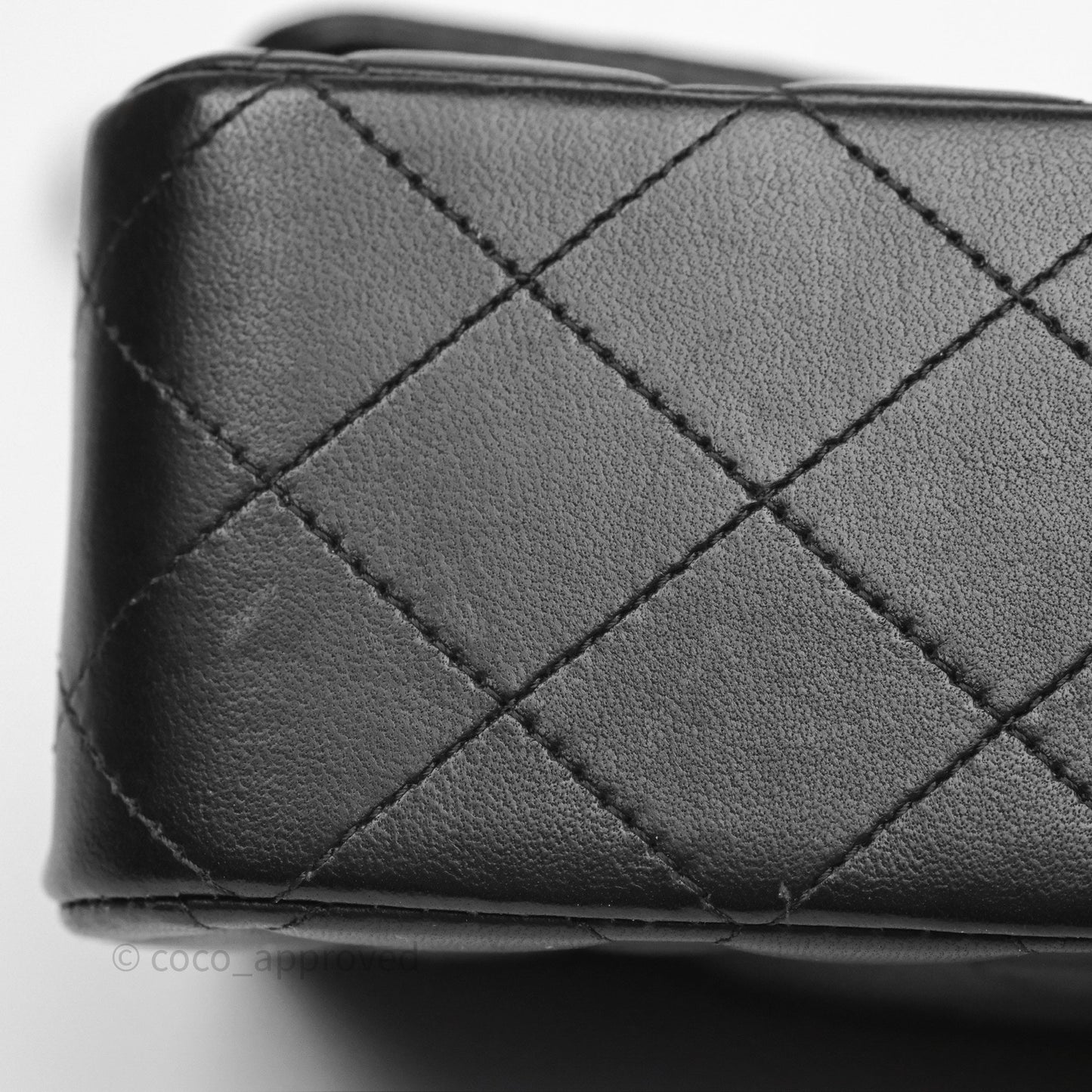 Chanel Classic M/L Medium Flap Quilted Black Lambskin Silver Hardware