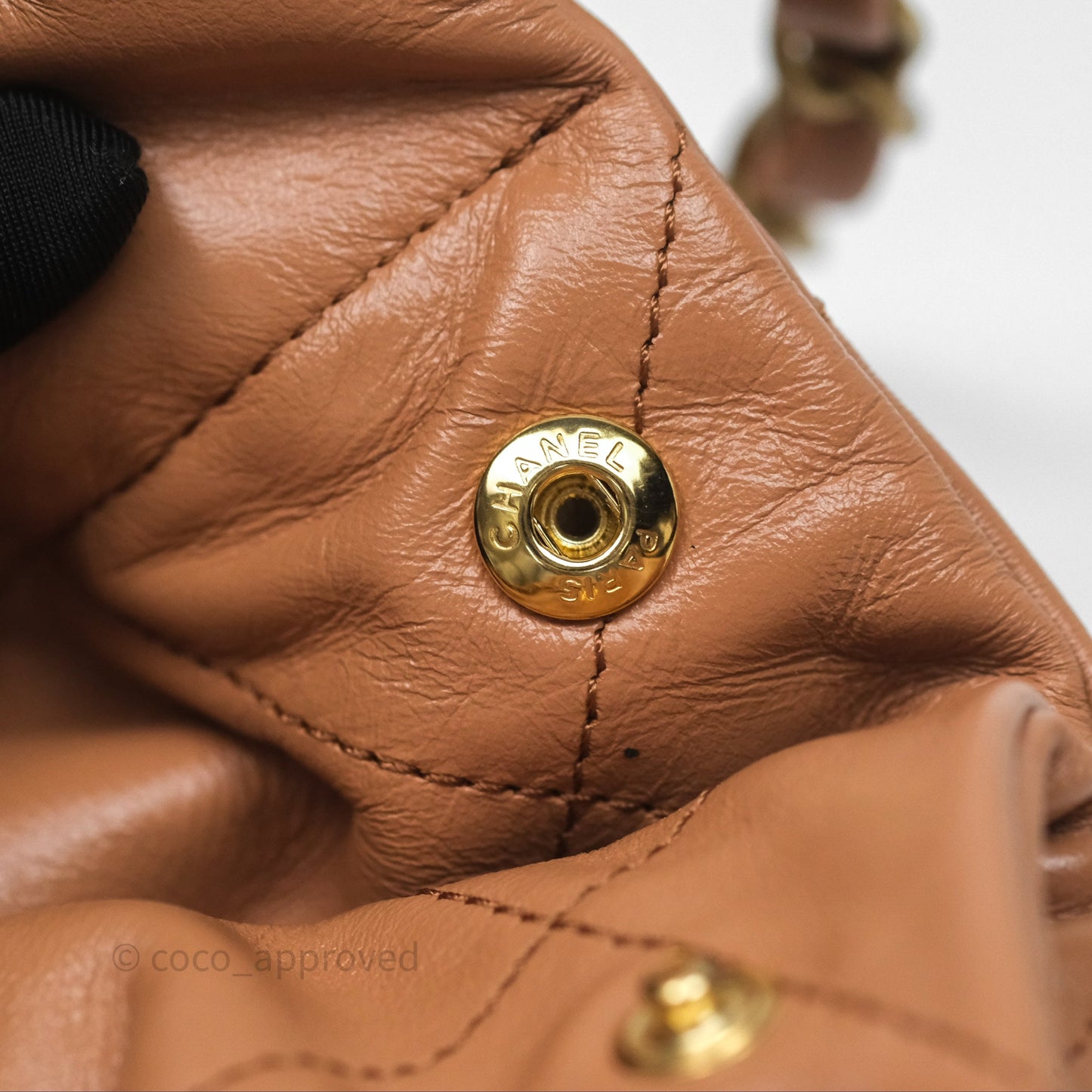 Chanel 22 Small Beige Shiny Calfskin Aged Gold Hardware