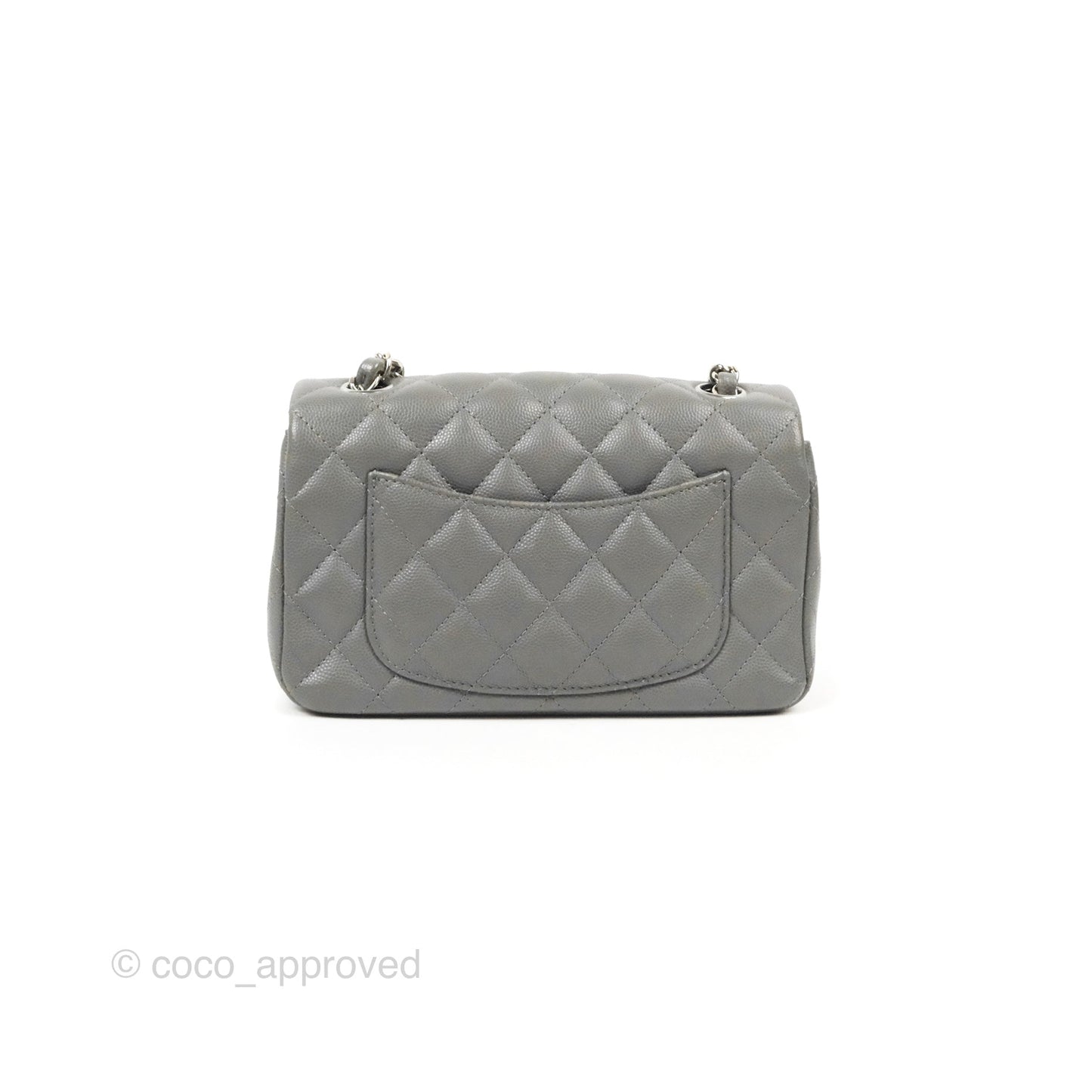 Chanel Quilted Mini Rectangular Flap Grey Caviar Silver Hardware 17B