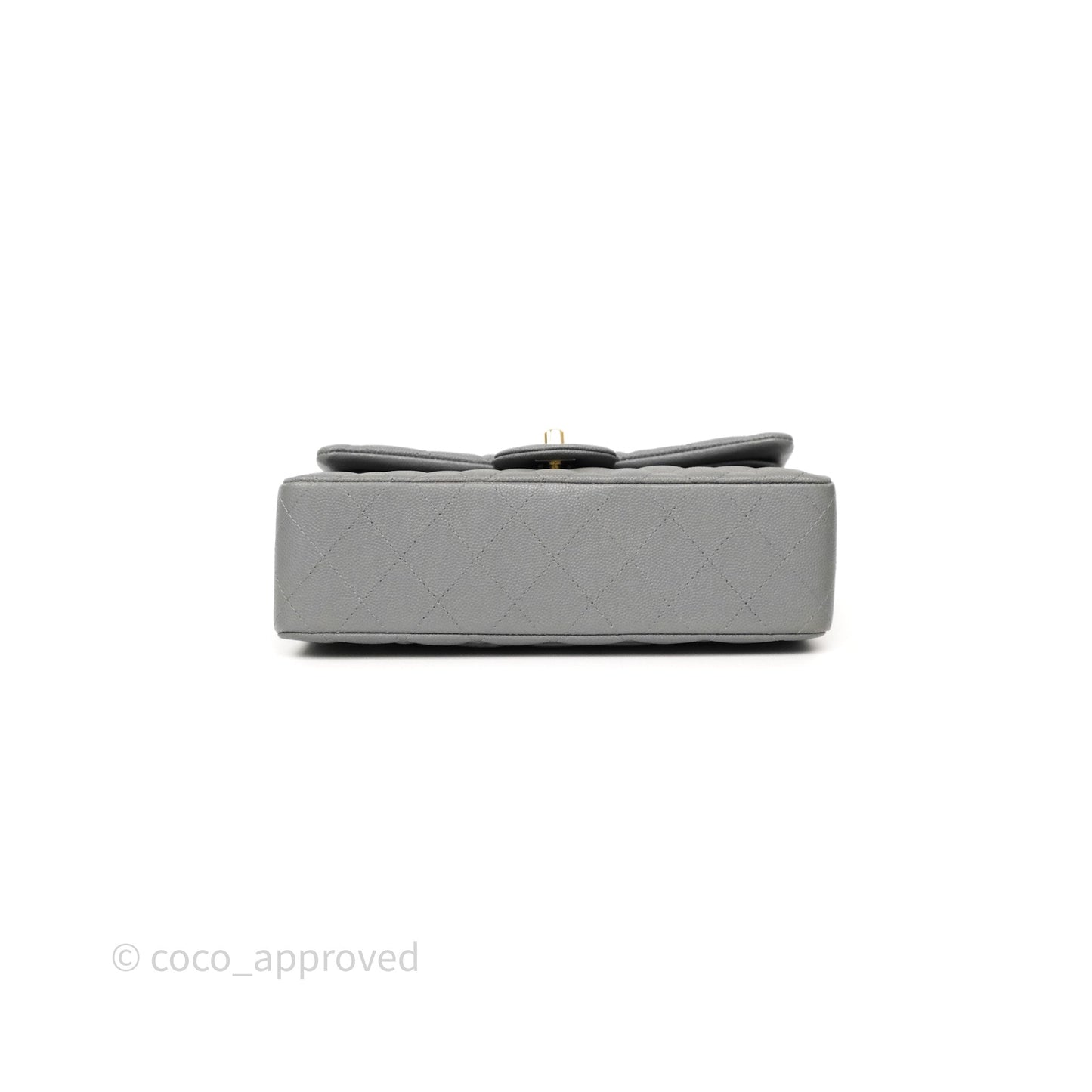 Chanel Small Classic Flap Quilted Grey Caviar Gold Hardware