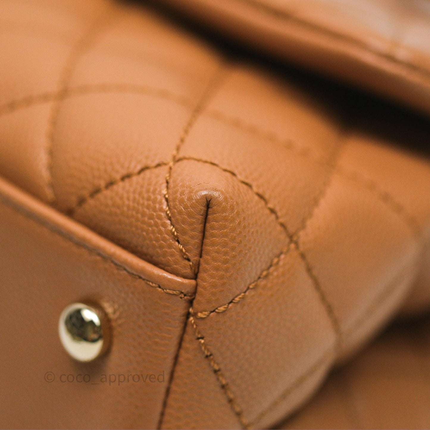 Chanel Small Coco Handle Dark Beige Caramel Caviar Gold Hardware