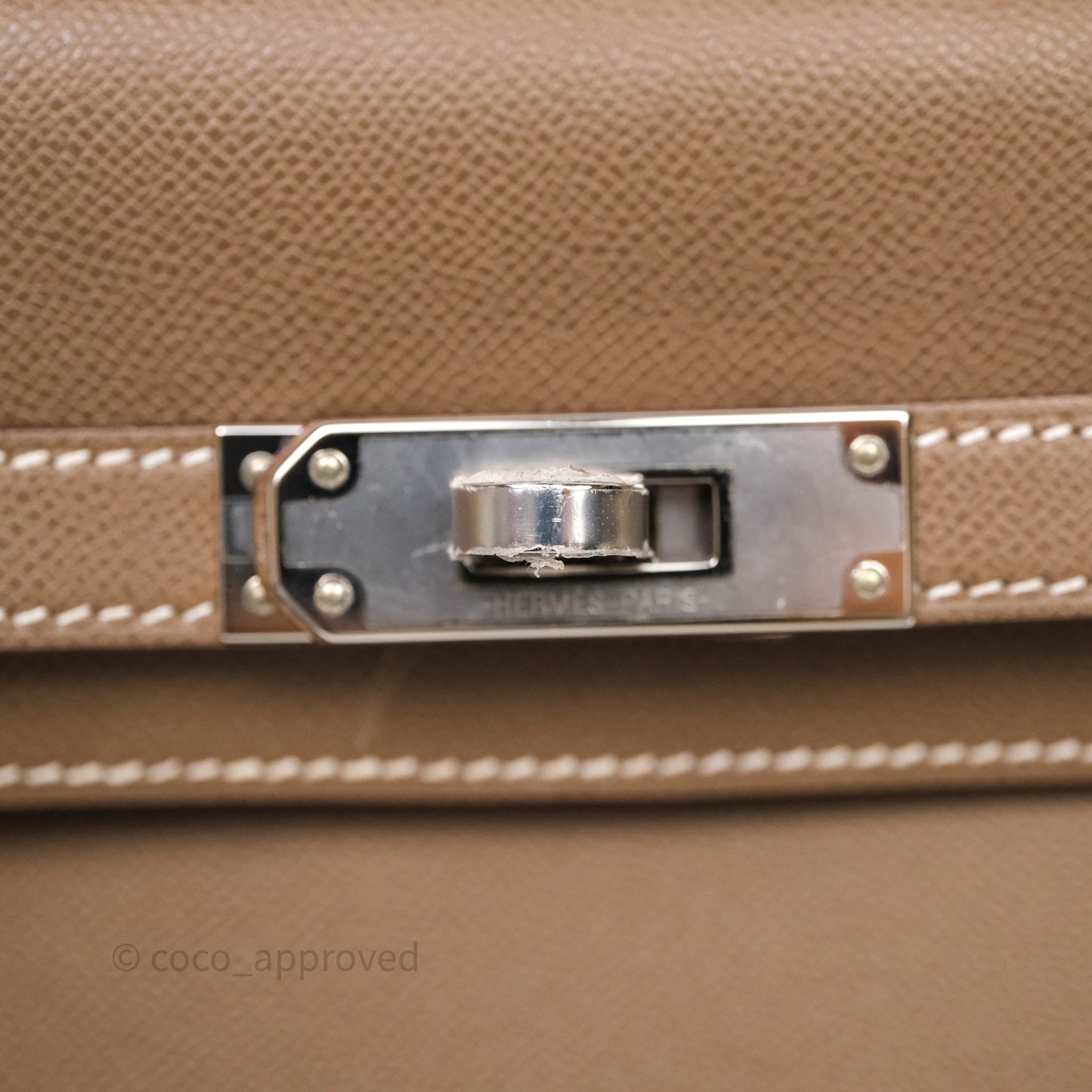 Hermes Kelly Elan Etoupe Madame Palladium Hardware