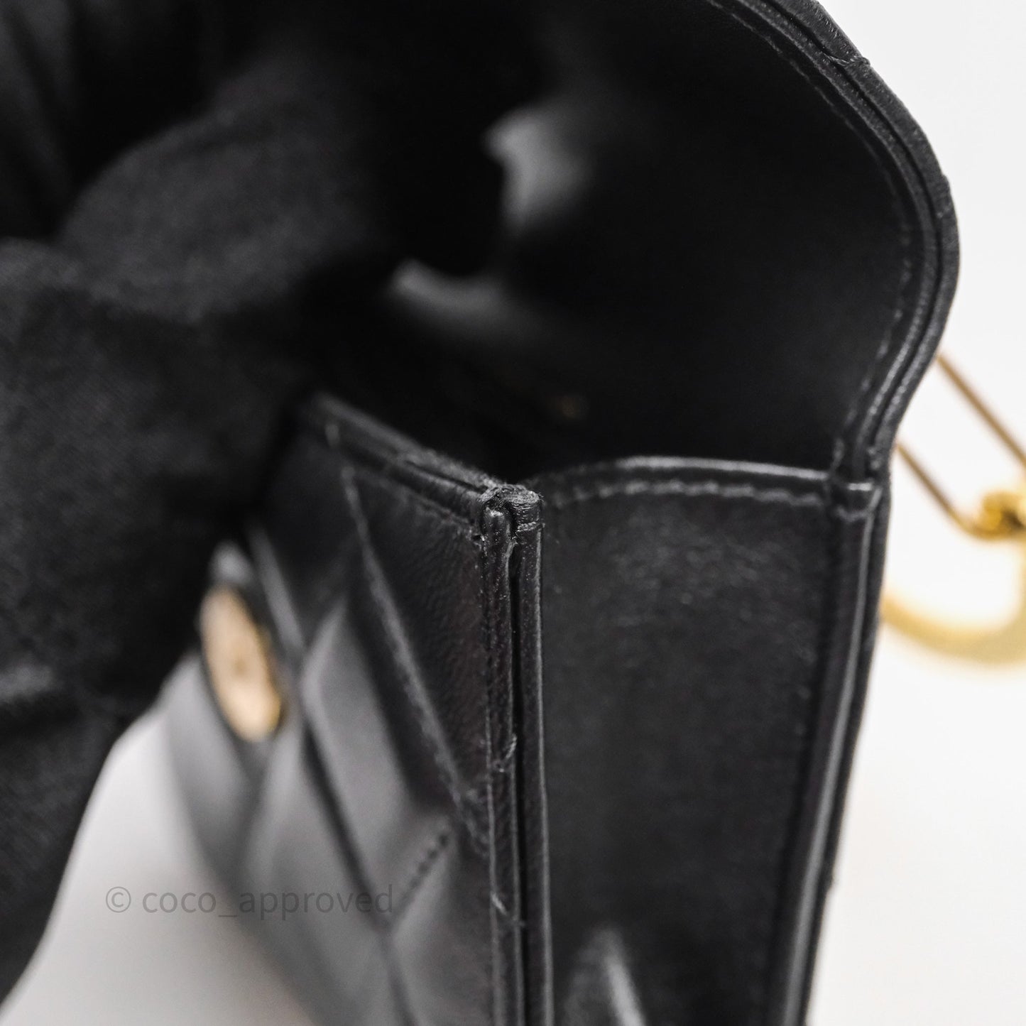 Chanel Jewel Hook Card Holder Black Lambskin Aged Gold Hardware