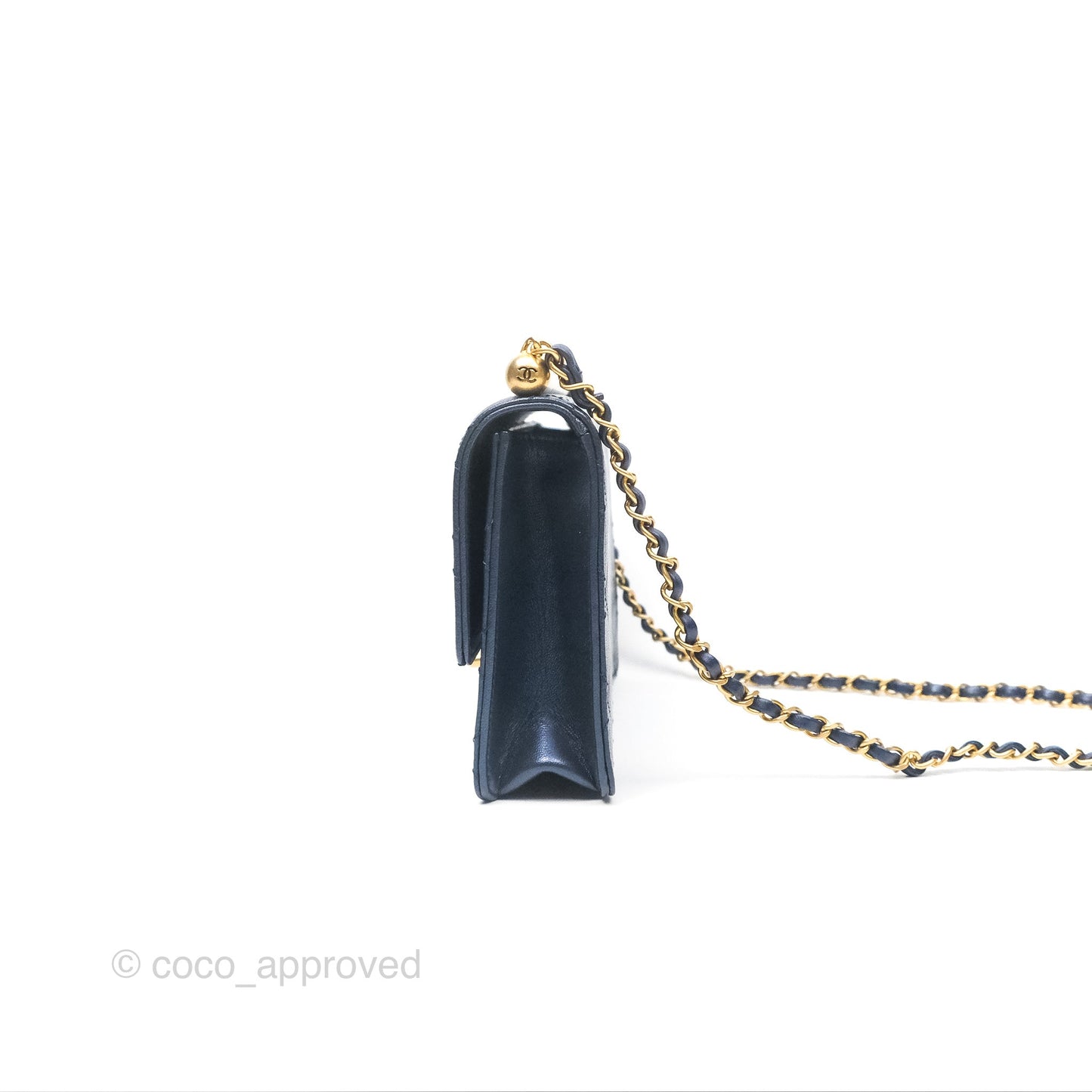 Chanel Small Quilted Chic Pearls Flap Iridescent Navy Goatskin Aged Gold Hardware