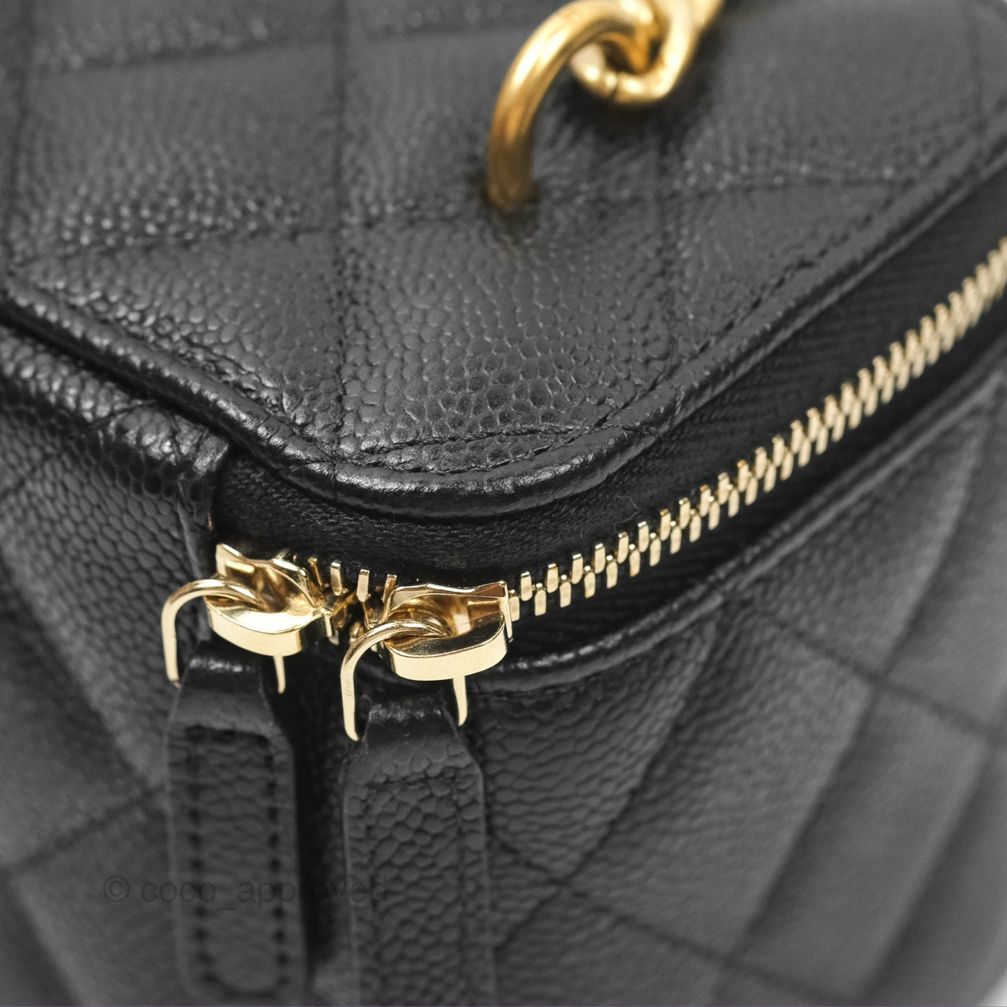 Chanel Vanity with Heart Adjustable Chain Black Caviar Aged Gold Hardware