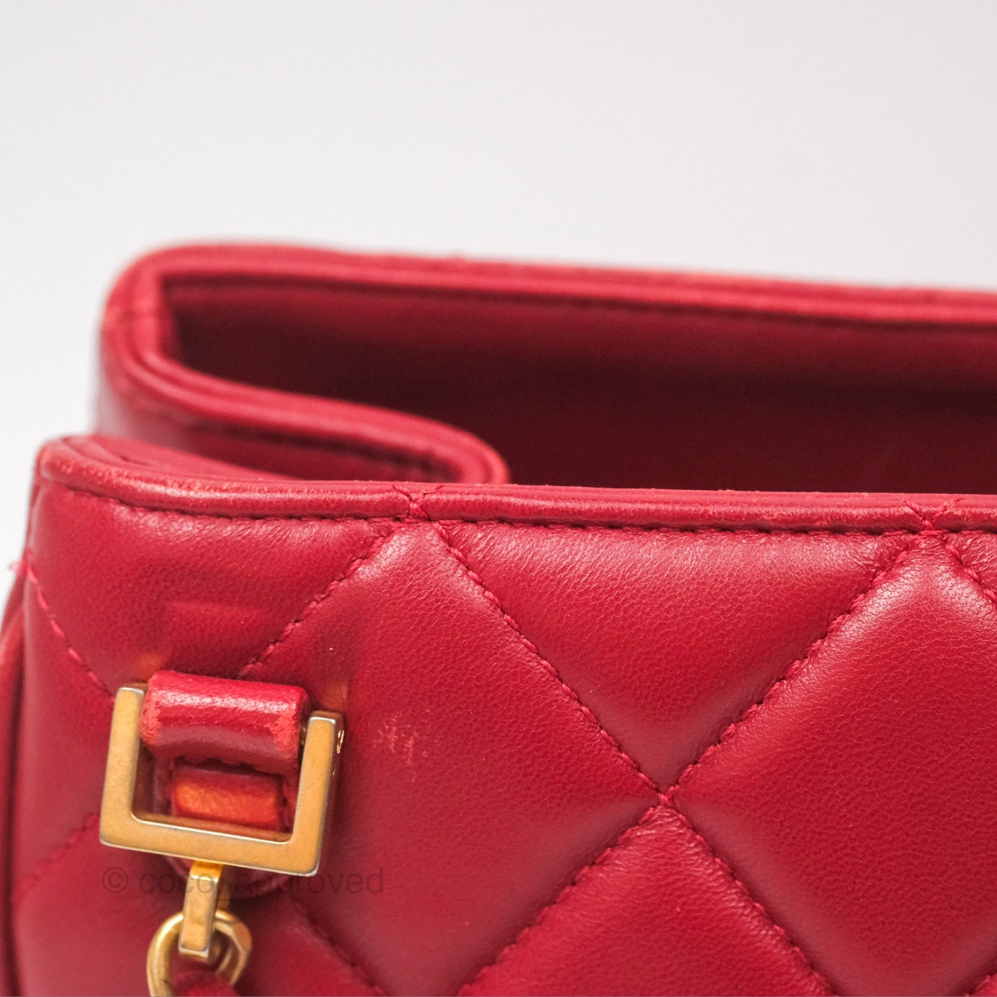 Chanel Tote Bag Red Lambskin Aged Gold Hardware