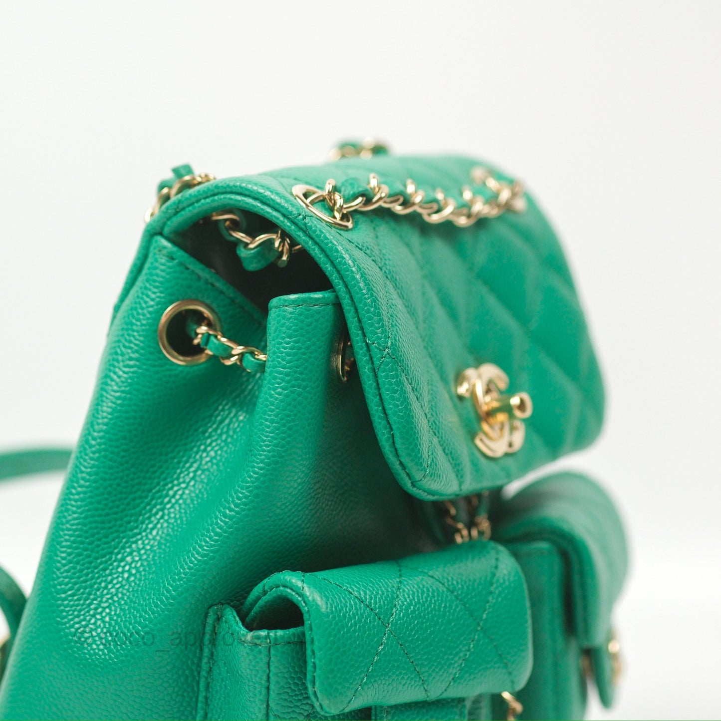 Chanel Duma Backpack Small Green Caviar Gold Hardware 23P