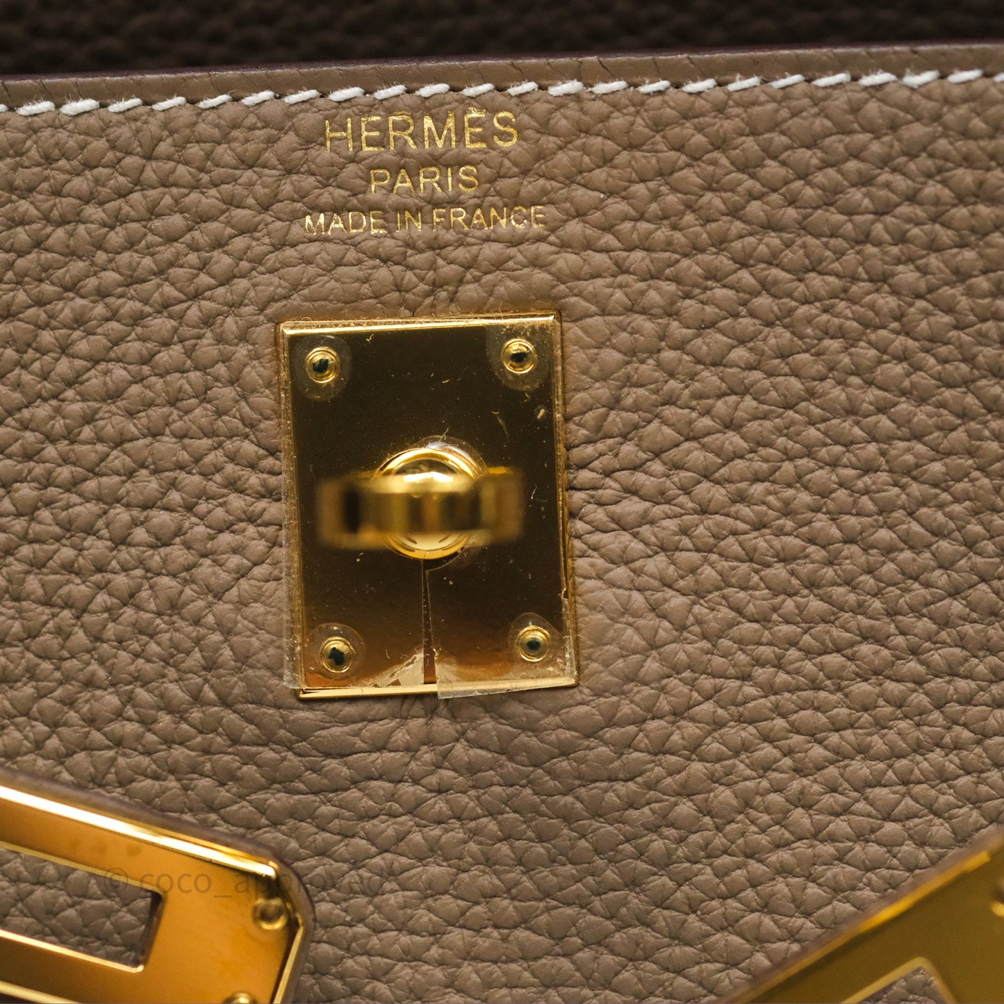 Hermès Retourne Kelly 25 Etoupe 18 Togo Gold Hardware