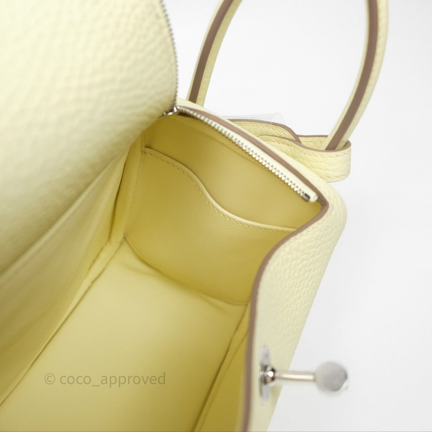 Hermès Mini Lindy II 20 Jaune Milton Clemence Palladium Hardware