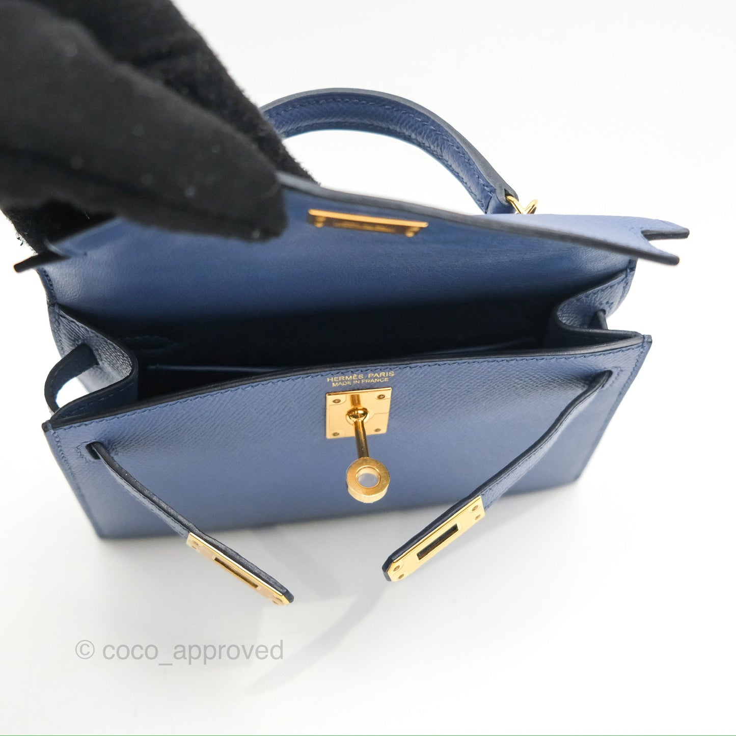 Hermès Mini Kelly II Bleu Brighton Epsom Gold Hardware