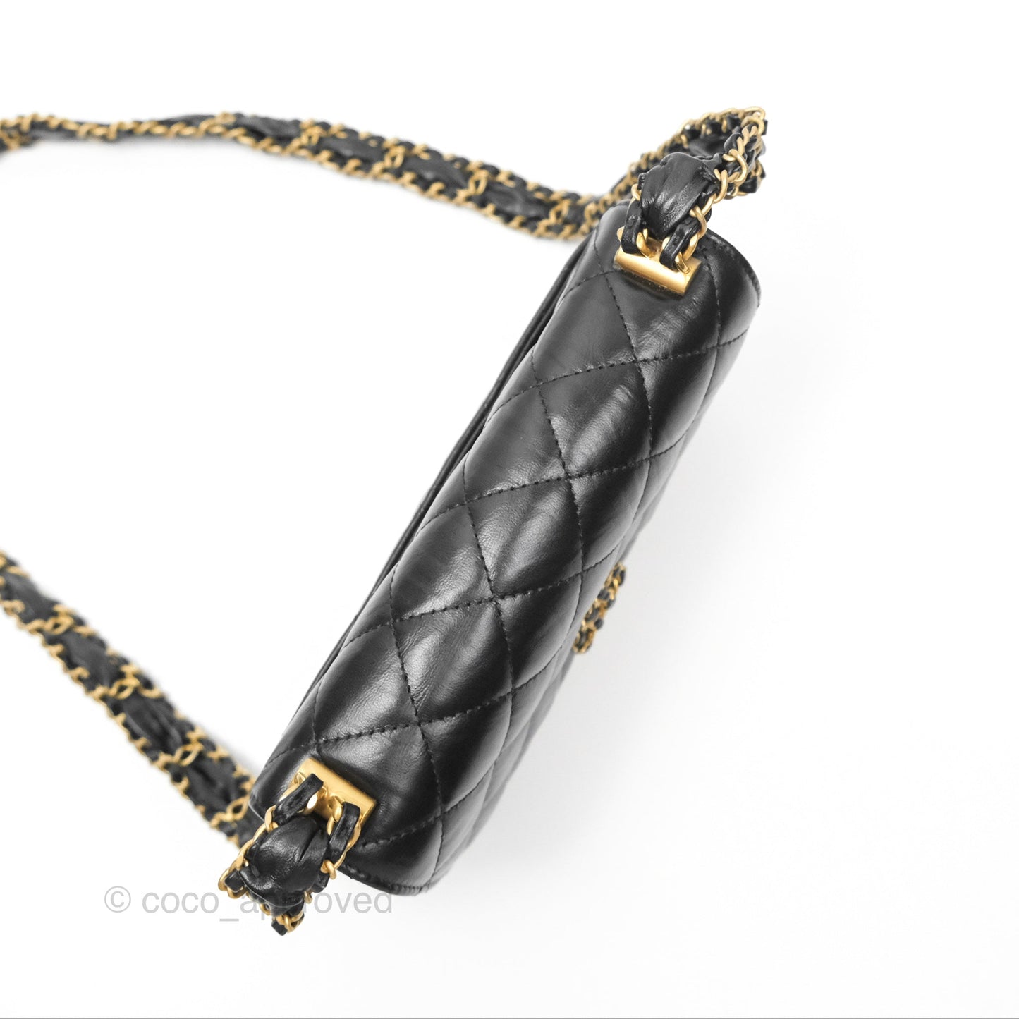 Chanel Mini Flap Bag Black Aged Calfskin Aged Gold Hardware 23K
