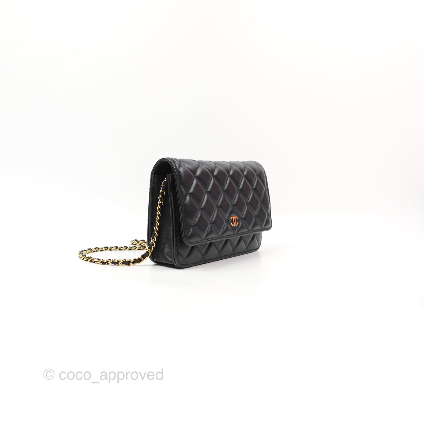 Chanel Classic Quilted Wallet on Chain WOC Black Lambskin Gold Hardware