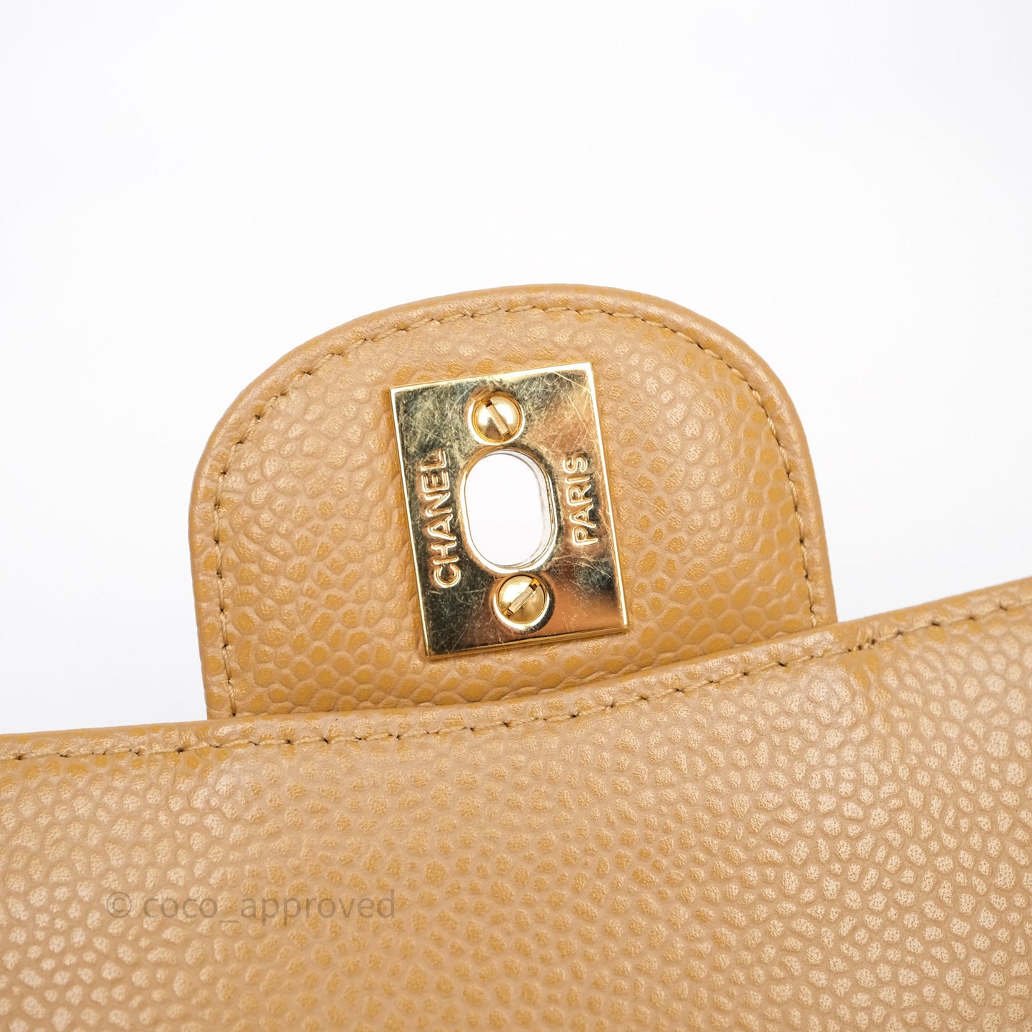 Chanel Classic M/L Medium Flap Quilted Dark Beige Caviar Gold Hardware