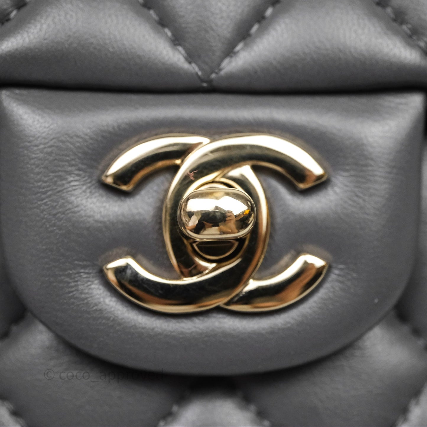 Chanel Chain Top Handle Mini Rectangular Flap Grey Lambskin Gold Hardware