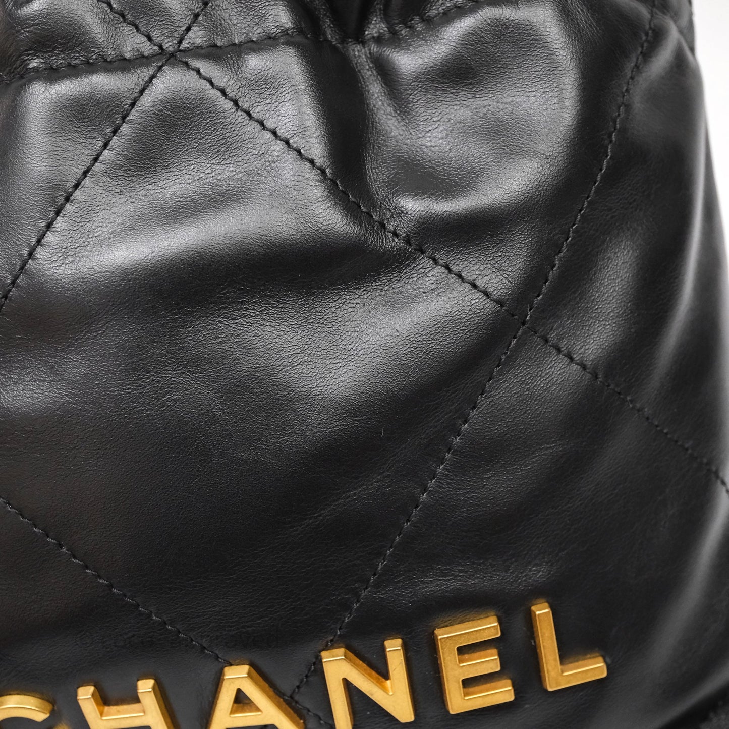 Chanel 22 Mini Bag Black Crumpled Calfskin Aged Gold Hardware