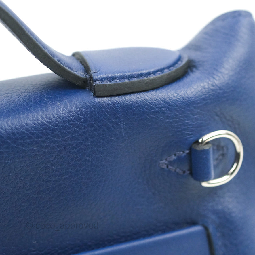 Hermès 24/24 21 Mini Bleu Saphir Evercolor/Swift Palladium Hardware