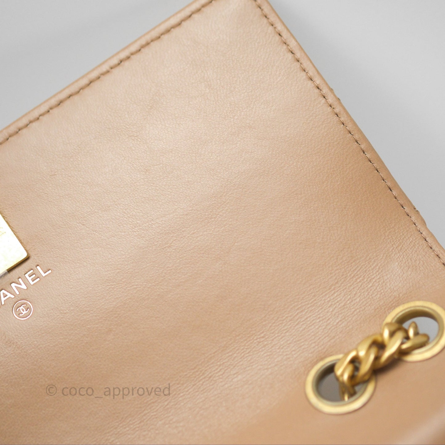 Chanel All Slide Wallet on Chain WOC Adjustable Chain Quilted Beige Lambskin