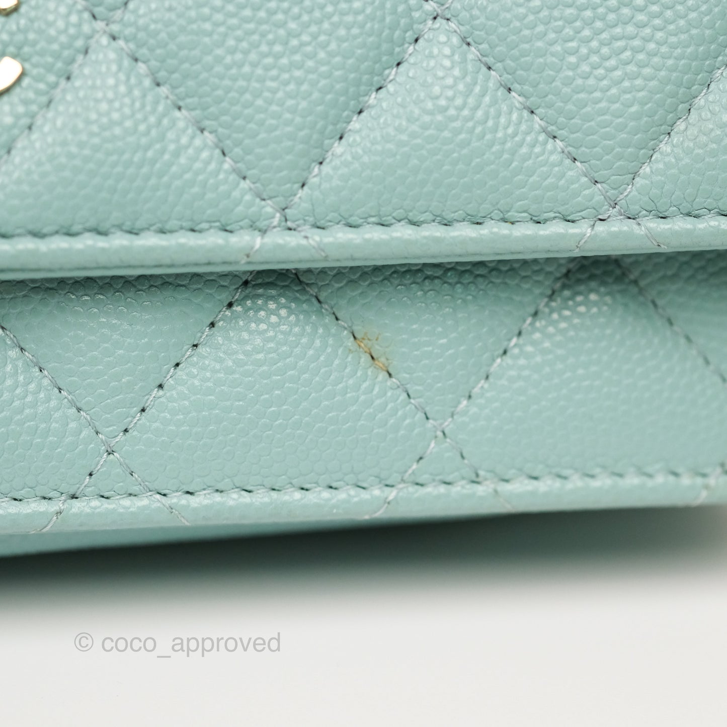 Chanel Quilted Classic Wallet On Chain WOC Tiffany Blue Caviar Gold Hardware