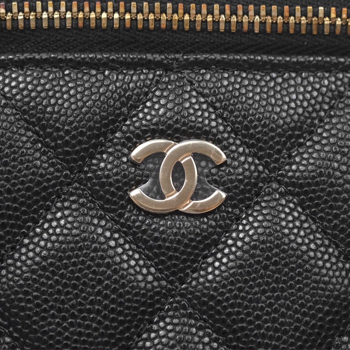 Chanel Mini Vanity With Chain Black Caviar Gold Hardware