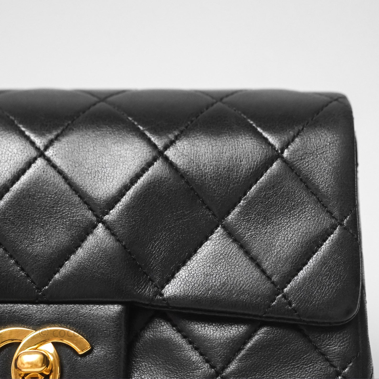 Chanel Vintage Mini Square Black Lambskin 24K Gold Hardware