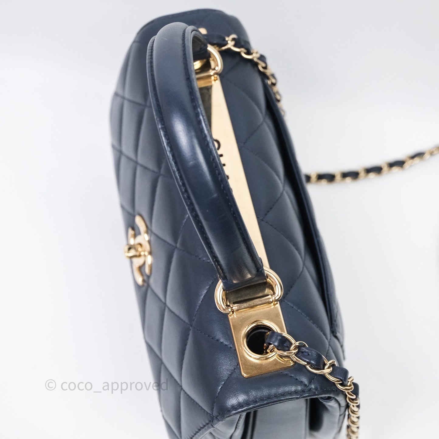Chanel Small Trendy CC Navy Lambskin Gold Hardware