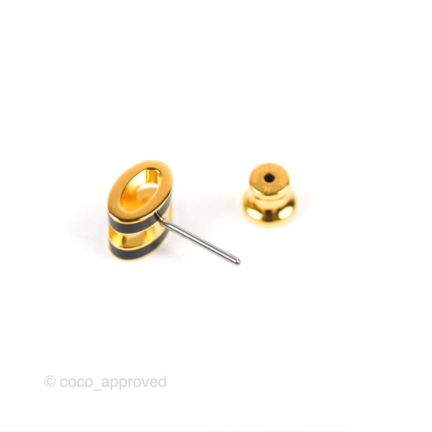 Hermès Mini Pop H Earrings Black Gold