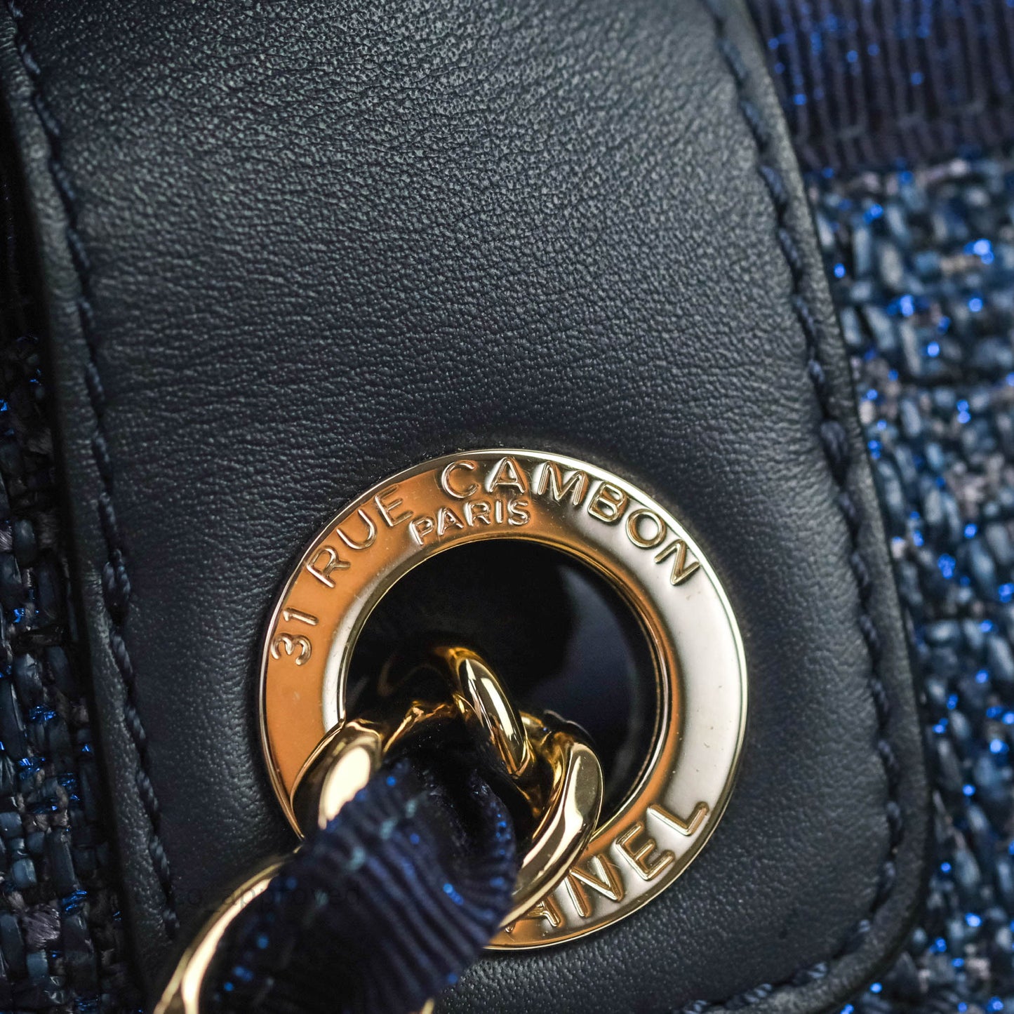 Chanel Large Deauville Navy Blue Canvas Gold Hardware