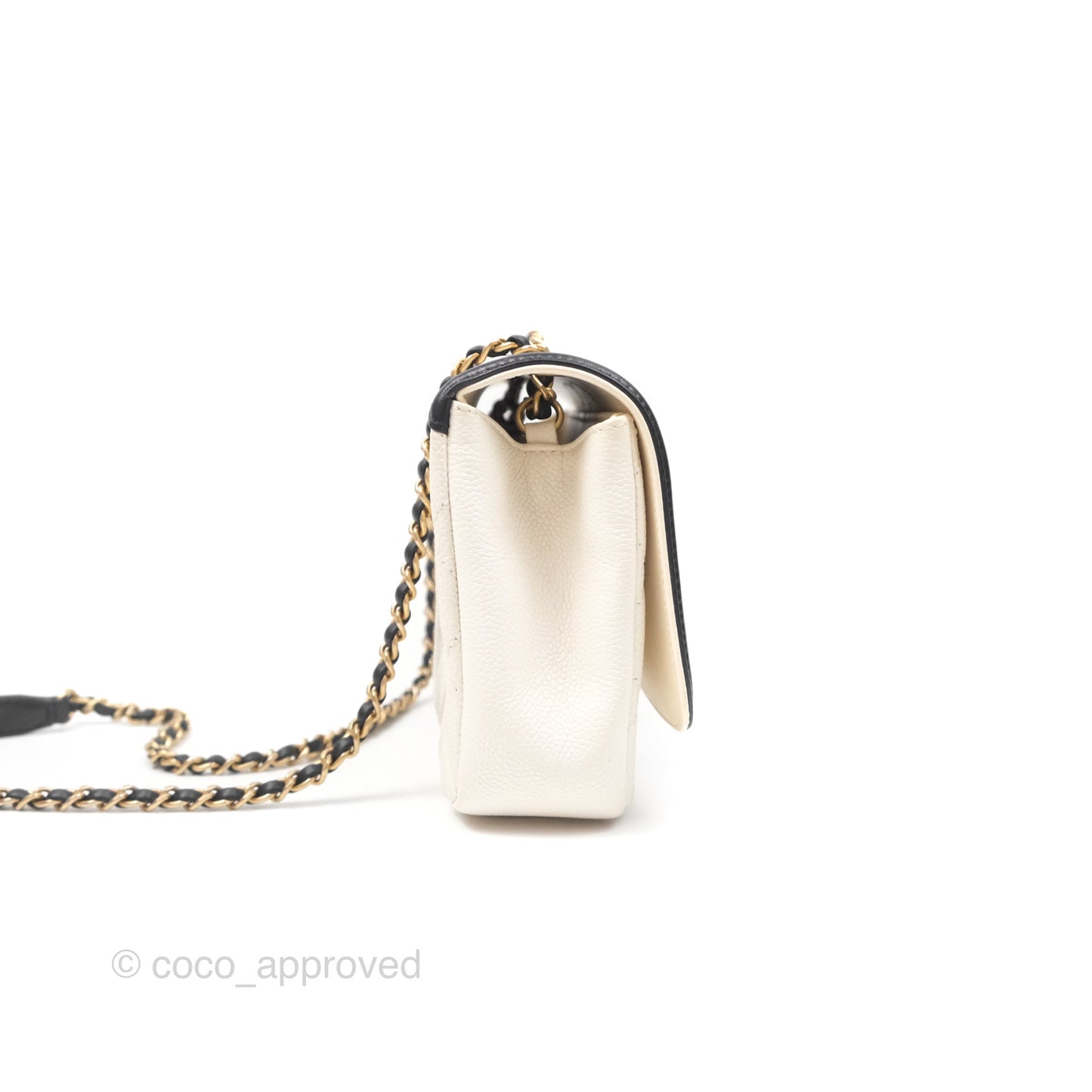 Chanel Small CC Filigree Flap Quilted Ivory Caviar