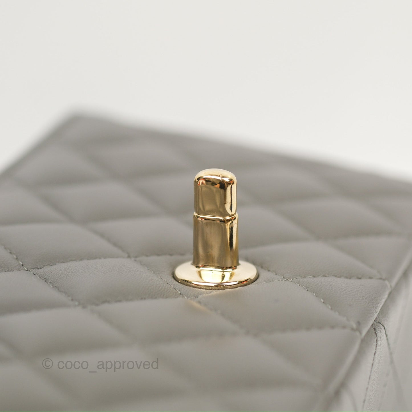 Chanel Top Handle Mini Rectangular Flap Bag Grey Lambskin Gold Hardware