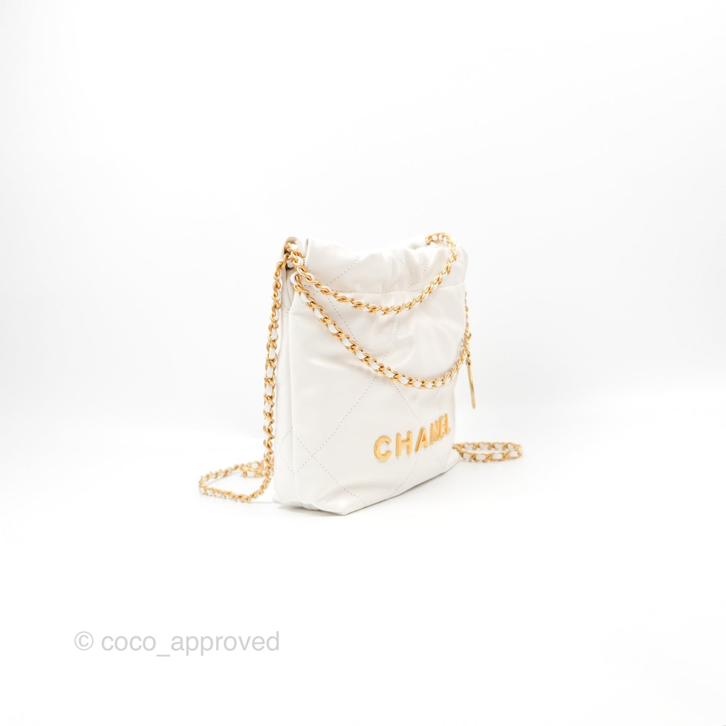 Chanel 22 Mini Bag White Crumpled Calfskin
