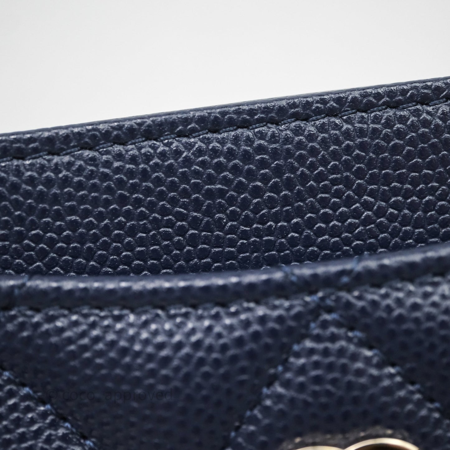 Chanel Classic Flat Card Holder Navy Caviar Gold Hardware