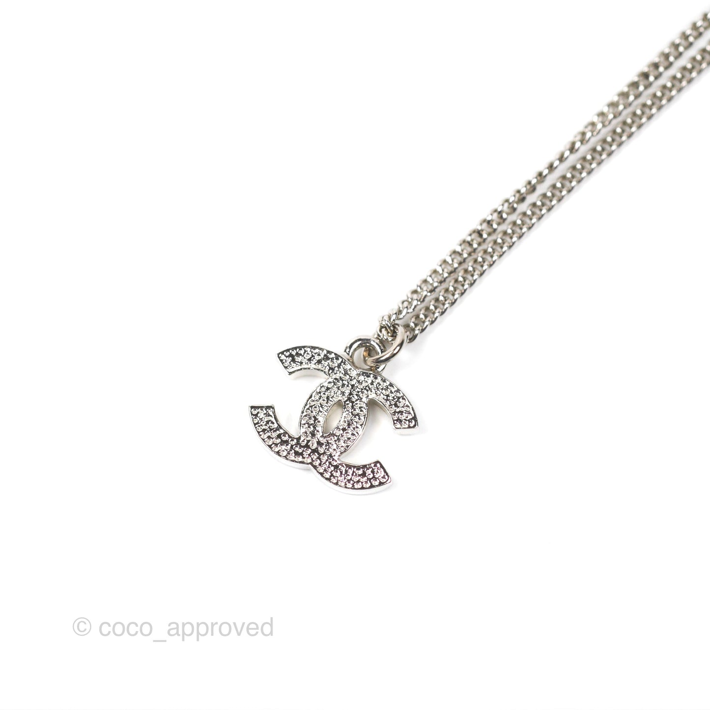 Chanel CC Crystal Necklace Silver Tone 11V