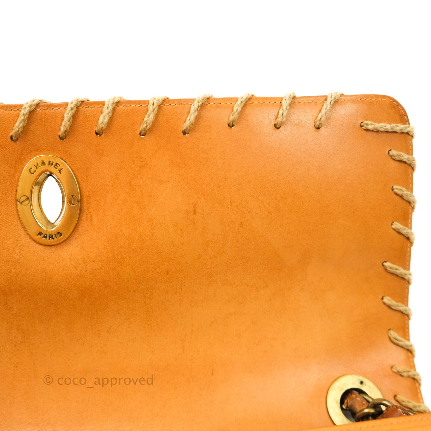 Chanel Embossed Leather XL Jumbo Flap Tan Antique Gold Hardware