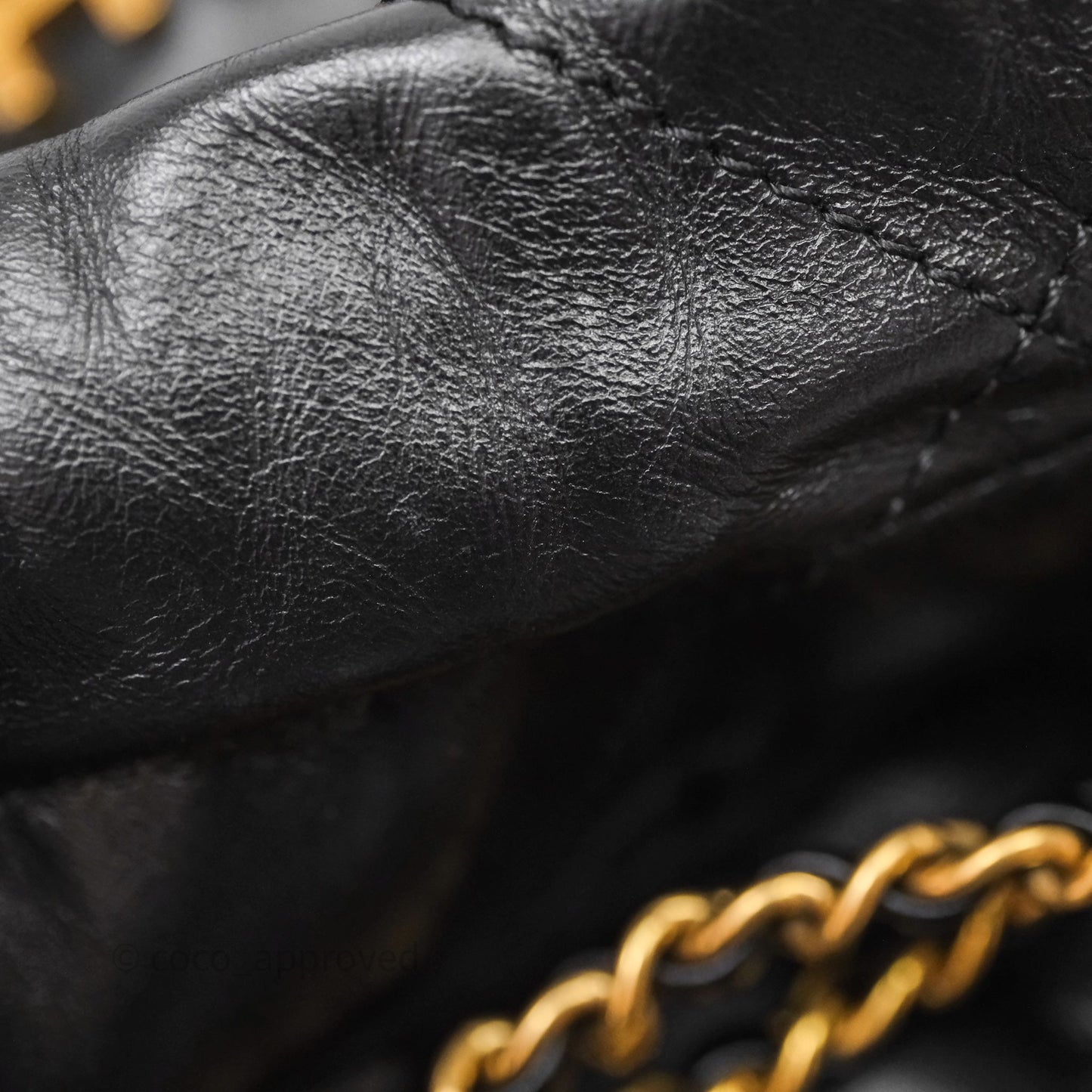 Chanel 22 Mini Bag Black Crumpled Calfskin Aged Gold Hardware