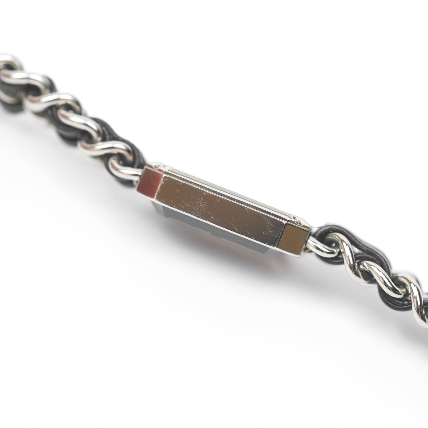 Chanel Première Iconic Chain Watch Black Leather Silver Tone Size ML