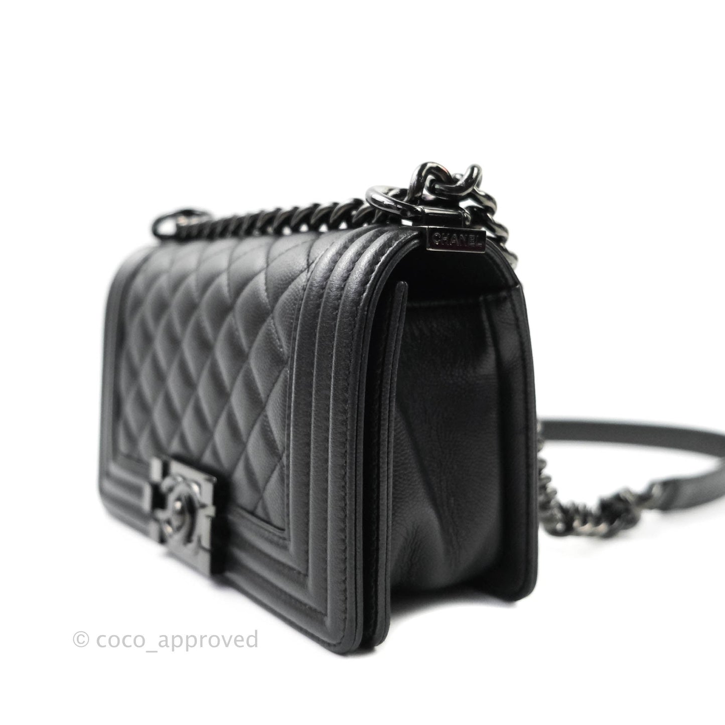 Chanel Quilted So Black Small Boy Caviar