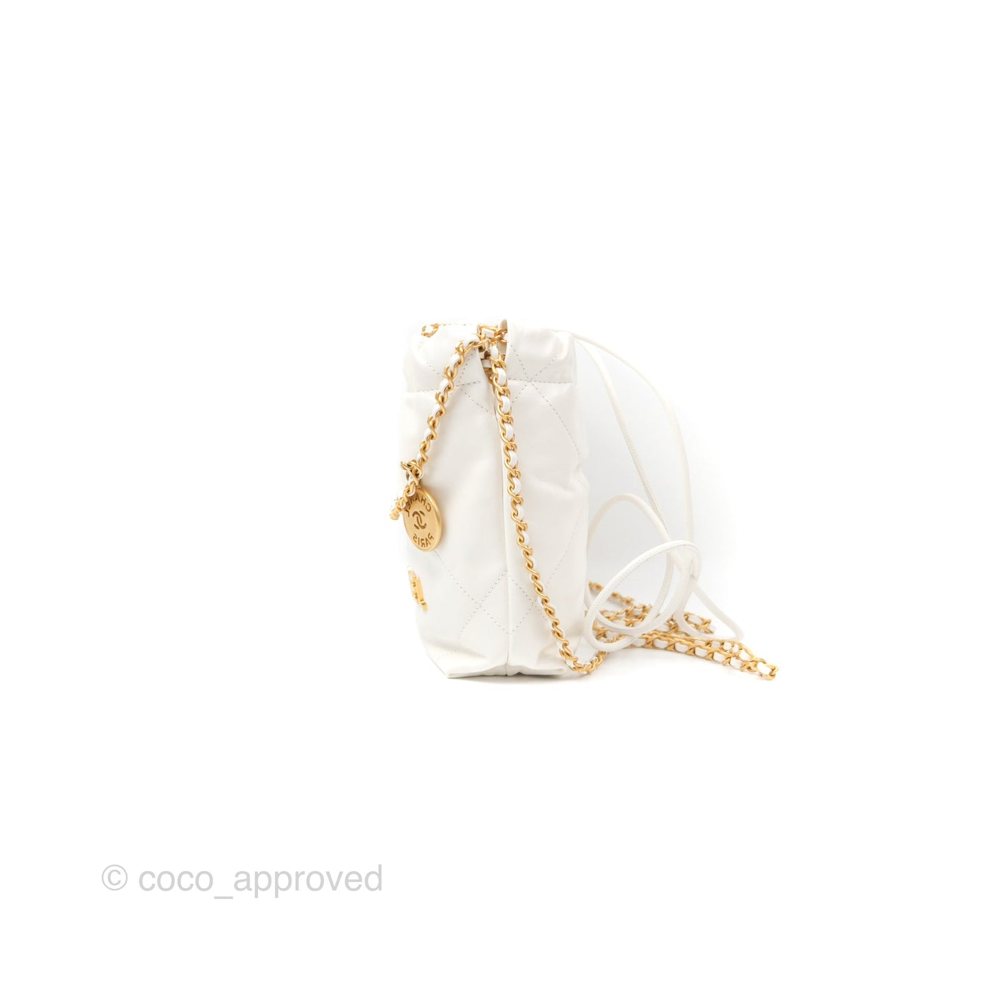 Chanel 22 Mini Bag White Crumpled Calfskin