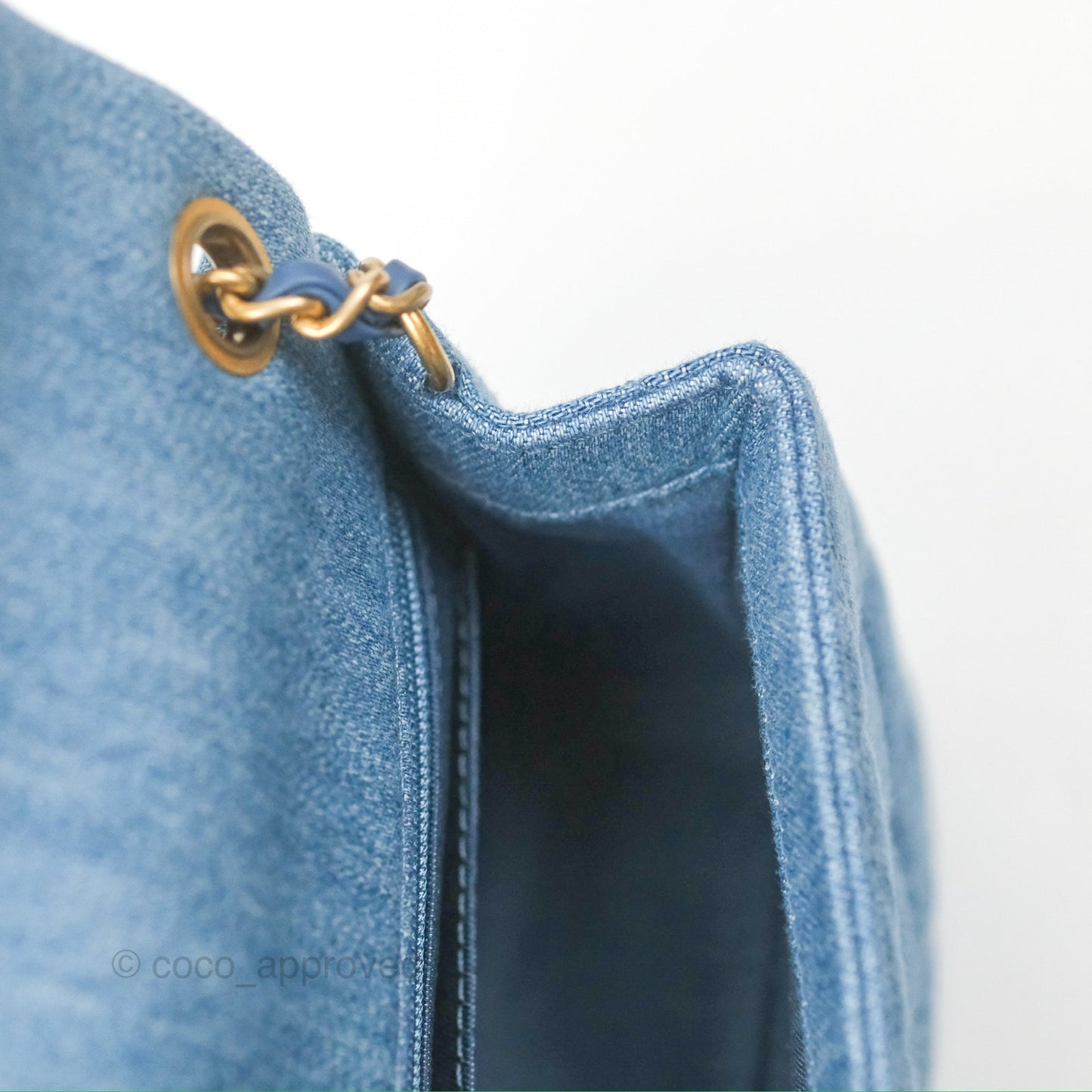 Chanel Mini Rectangular Pearl Crush Quilted Denim Aged Gold Hardware 22C