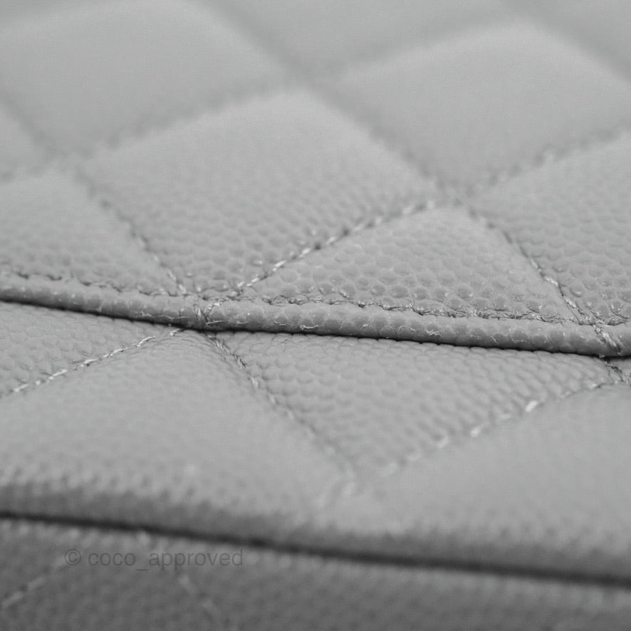 Chanel Classic M/L Medium Flap Quilted Grey Caviar Gold Hardware