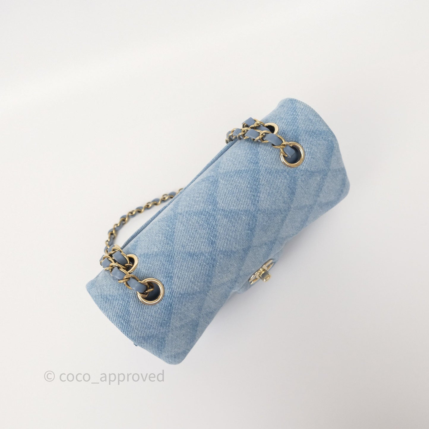Chanel Quilted Small Double Flap Blue Printed Denim Gold Hardware