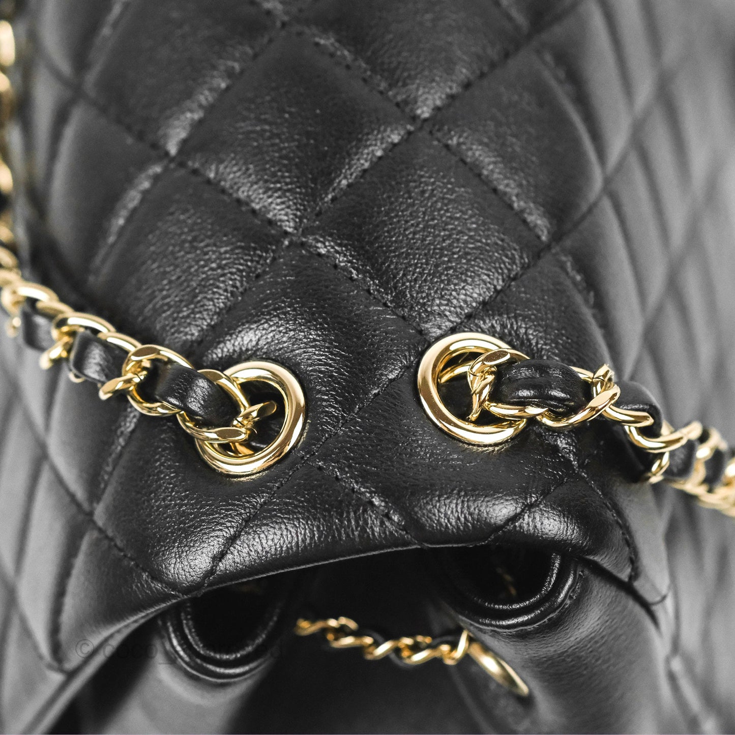 Chanel Duma Backpack Large Black Calfskin Gold Hardware 23P